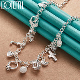 925 Silver Key Lock Stars Necklace For Woman Wedding Engagement