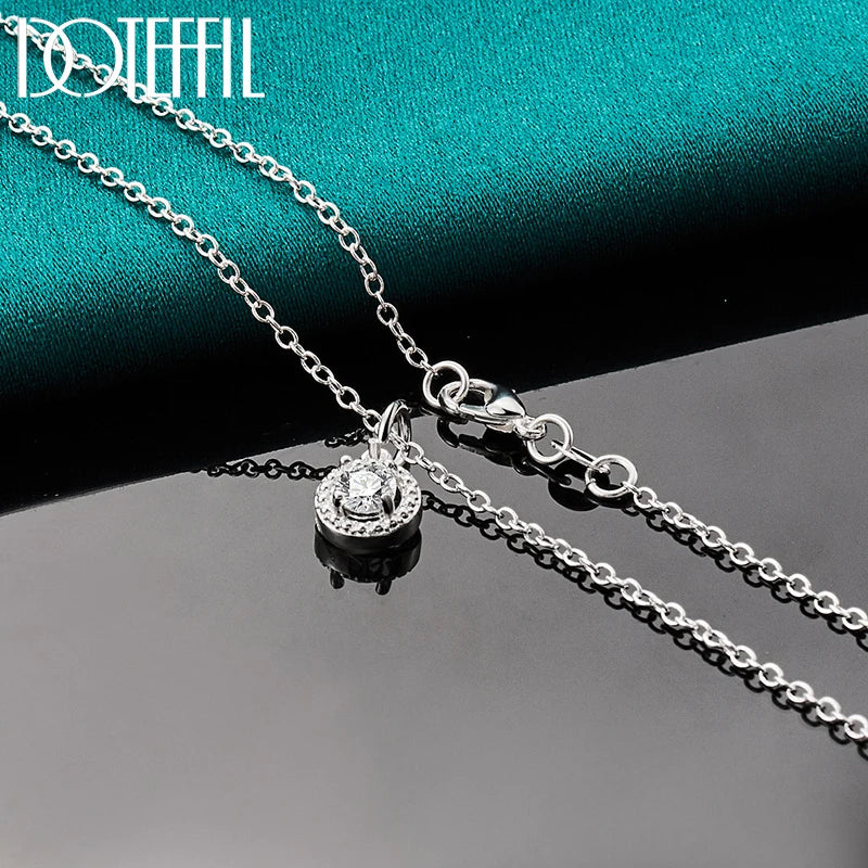 925 Silver Zircon Pendant Necklace 16-30" Chain Wedding Party Jewelry
