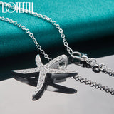 925 Silver Zircon Sea Star Pendant Necklace 16-30 Chain Wedding Jewelry