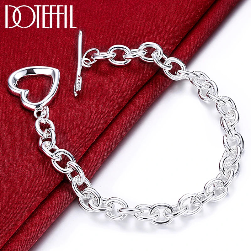 925 Silver Arrow Heart Bracelet Chain Women Wedding Jewelry