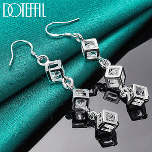 925 Silver Zircon Drop Earrings Women Jewelry Wedding Gift