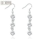 925 Silver Zircon Drop Earrings Women Jewelry Wedding Gift