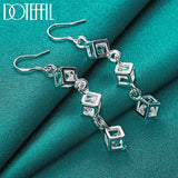 925 Silver Zircon Drop Earrings Women Jewelry Wedding Gift