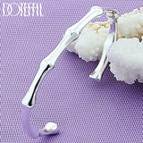 925 Silver Bamboo Bangle Bracelet Wedding Engagement Charm Party Jewelry