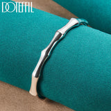 925 Silver Bamboo Bangle Bracelet Wedding Engagement Charm Party Jewelry