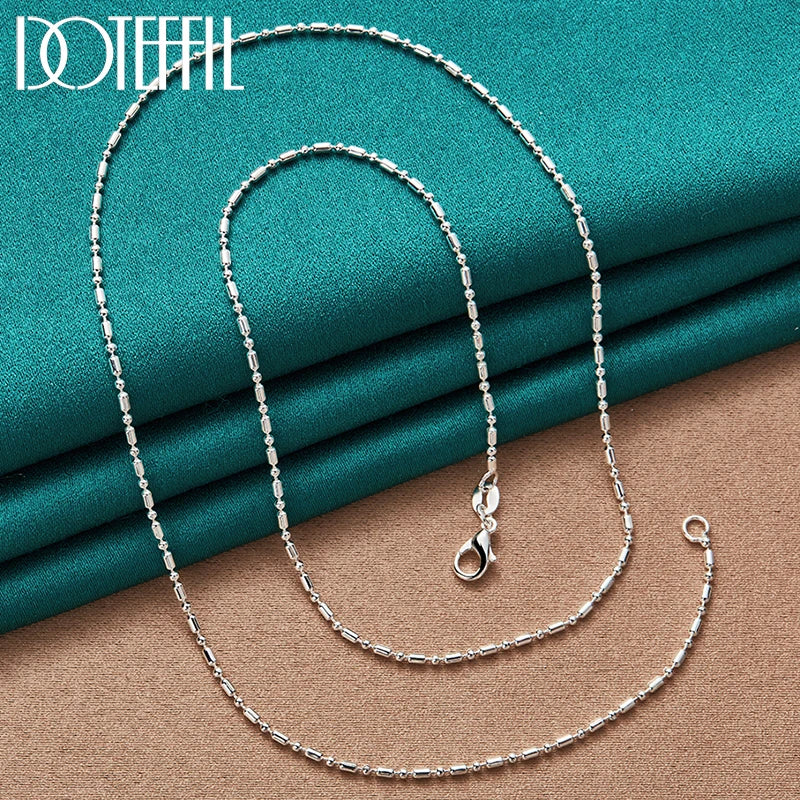 925 Silver Bamboo Bead Chain 16-30 Inch Necklace Wedding Charm Jewelry