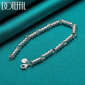 925 Silver Bamboo Joint Chain Bracelet for Wedding Party