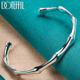 925 Silver Bamboo Joint Cuff Bracelet For Woman