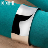925 Silver Bangle Bracelet Open Smooth Style Unisex Jewelry