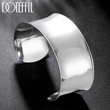 925 Silver Bangle Bracelet Open Smooth Style Unisex Jewelry