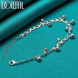 925 Silver Bead Ball Bell Chain Bracelet Women Wedding Jewelry
