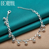 925 Silver Bead Ball Bell Chain Bracelet Women Wedding Jewelry