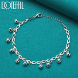 925 Silver Bead Ball Bell Chain Bracelet Women Wedding Jewelry