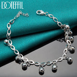 925 Silver Bead Ball Bell Chain Bracelet Women Wedding Jewelry
