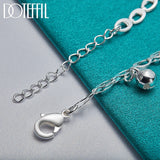 925 Silver Bead Ball Bell Chain Bracelet Women Wedding Jewelry