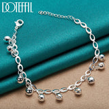 925 Silver Bead Ball Bell Chain Bracelet Women Wedding Jewelry