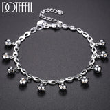 925 Silver Bell Chain Bracelet Women Charm Wedding Jewelry