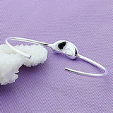 925 Silver Bean Bangle Bracelet Woman Wedding Engagement Charm