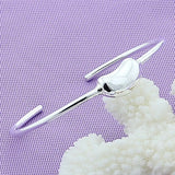 925 Silver Bean Bangle Bracelet Woman Wedding Engagement Charm
