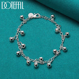925 Silver Bells Bead Bracelet Chain Women Charm Wedding Jewelry