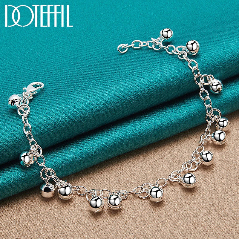 925 Silver Bells Bead Bracelet Chain Women's Wedding Jewelry