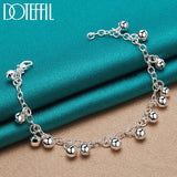 925 Silver Bells Bead Bracelet Chain Women Charm Wedding Jewelry