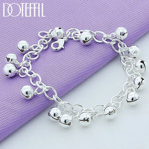 925 Silver Bells Bracelet Women Charm Wedding Party Jewelry