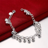 925 Silver Bells Bracelet Women Charm Wedding Party Jewelry