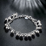 925 Silver Bells Bead Chain Bracelet Wedding Party Jewelry