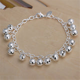 925 Silver Bells Bead Chain Bracelet Wedding Party Jewelry