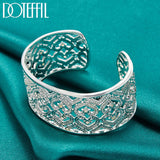 925 Silver Big Heart Bangle Bracelet Wedding Engagement Party Jewelry
