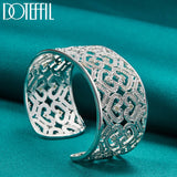 925 Sterling Silver Heart Bangle Bracelet for Wedding Engagement Charm Party