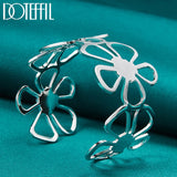 925 Silver Big Flower Bangle Bracelet For Women
