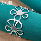 925 Silver Big Flower Bangle Bracelet Wedding Engagement Charm Jewelry