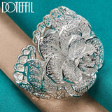 925 Sterling Silver Flowers Bangle Bracelet for Women