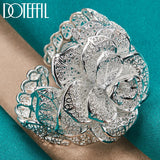925 Sterling Silver Flowers Bangle Bracelet for Women