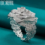 925 Silver Flowers Bangle Bracelet for Women