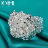 925 Sterling Silver Flowers Bangle Bracelet for Women
