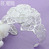 925 Silver Flowers Bangle Bracelet for Women