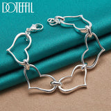 925 Silver Heart Bracelet Chain For Women Charm Jewelry