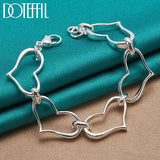 925 Silver Heart Bracelet Chain For Women Charm Jewelry