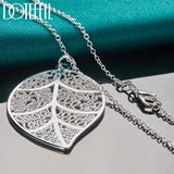 925 Silver Big Leaf Pendant Necklace for Woman