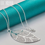Sterling Silver Big Leaf Pendant Necklace 16-30 Inch Chain Wedding Jewelry
