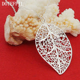 925 Silver Leaf Pendant Necklace 18" Chain