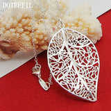 925 Silver Leaf Pendant Necklace 18" Chain
