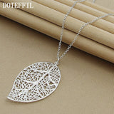 925 Silver Leaf Pendant Necklace 18" Chain