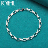 925 Silver Big Long 5mm Box Chain Bracelet Wedding Engagement Party Jewelry