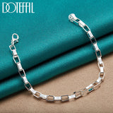 925 Silver Big Long 5mm Box Chain Bracelet Wedding Engagement Party Jewelry