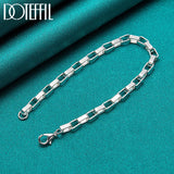 925 Silver Big Long 5mm Box Chain Bracelet Wedding Engagement Party Jewelry