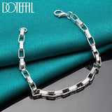 925 Silver Big Long 5mm Box Chain Bracelet Wedding Engagement Party Jewelry